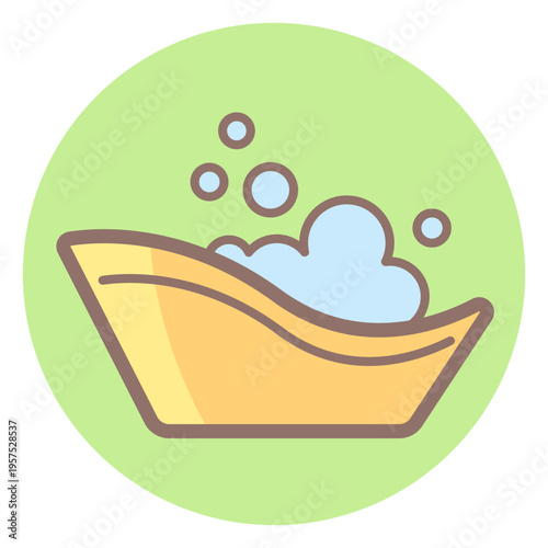 Baby bath tub circle icon