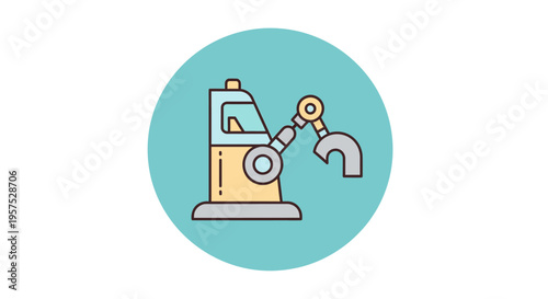 Industrial Robotic Arm Icon for Automation and Manufacturing.