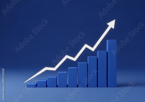 Blue 3d bar graph with rising white arrow on gradient blue background symbolizing growth and success in business and finance Free Download Blue 3d bar graph with rising white arrow on gradient blue background symbolizing growth and success in business and finance - GFXLoad
