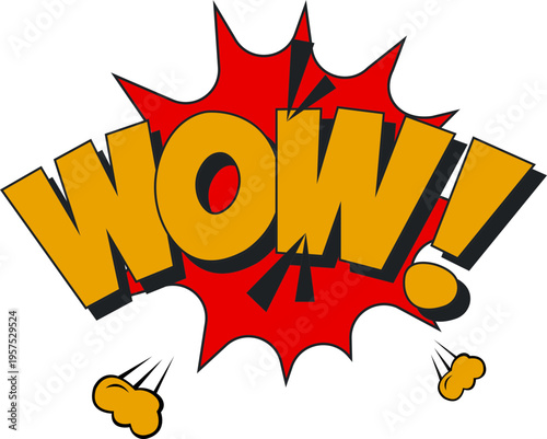Collection of comic style “WOW!” icon explosion speech bubbles with bright colors, halftone textures. Perfect for comics, posters, ads, and fun graphic designs.
