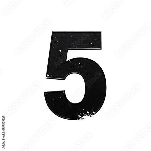 A large black number 5 with a distressed look