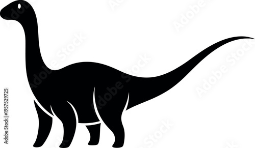 Black dinosaur silhouette with long neck and tail