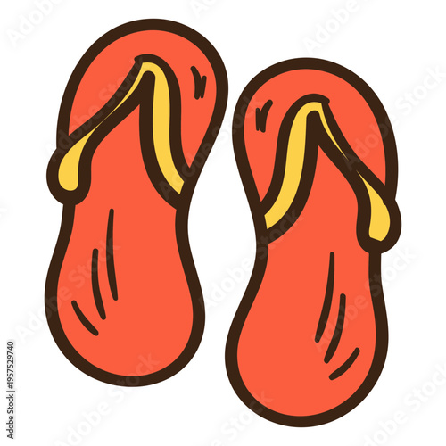 Flip flops colored doodle