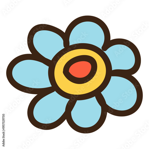 Flower head colored doodle