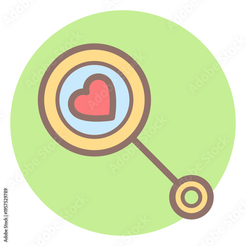 Heart baby rattle circle icon