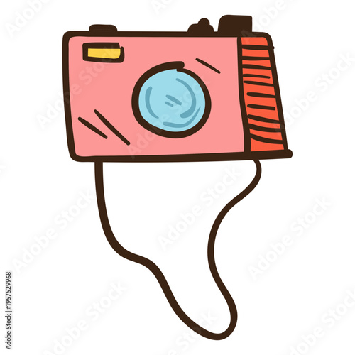 Photo camera colored doodle