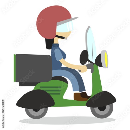Delivery woman riding scooter