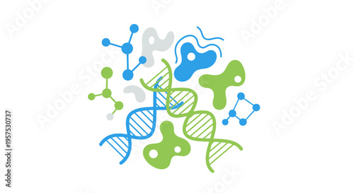Dynamic DNA Strands, Molecules, and Organic Shapes - Abstract Genetic Science and Biotechnology Concept