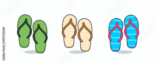 Flat vector sandals collection for beach holiday