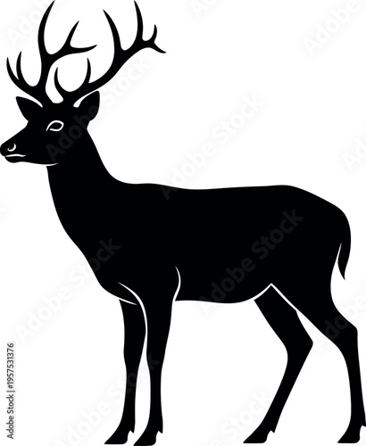 Black silhouette of a stag with antlers