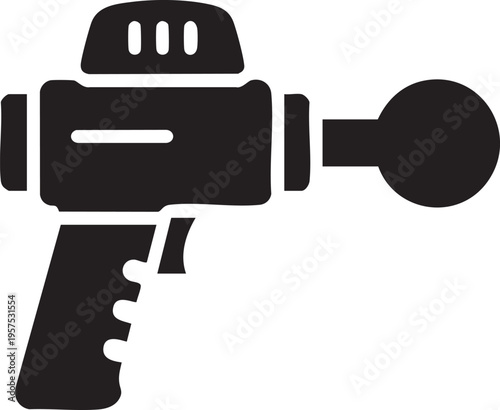 Simple black silhouette of a retro ray gun a classic science fiction weapon