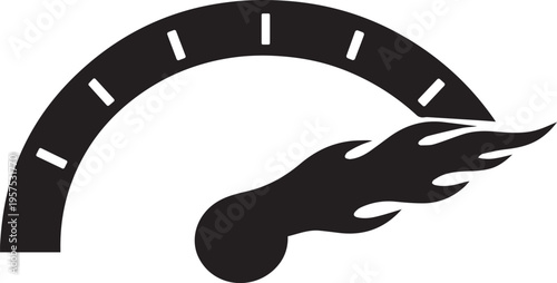 Speedometer with Flames Vector Illustration