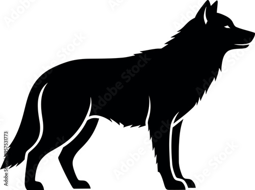 Black wolf silhouette standing profile