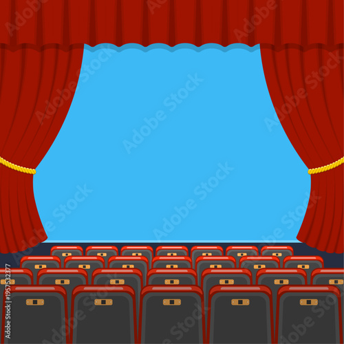 cinema auditorium with seats and popcorn