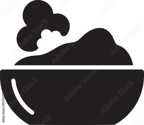Simple black icon depicting a bowl of food likely rice or porridge