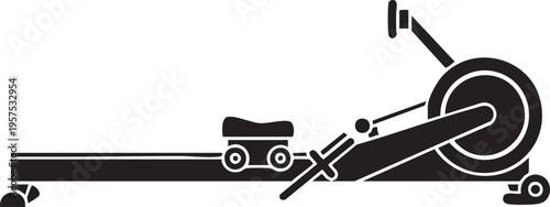 Black silhouette of a rowing machine a fitness and exercise equipment icon