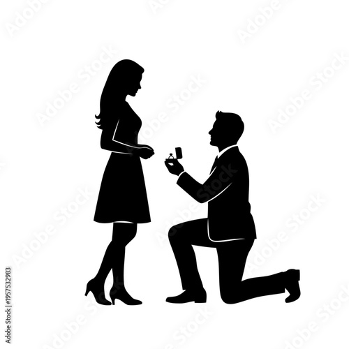 A man proposing to a woman with a ring in a romantic gesture