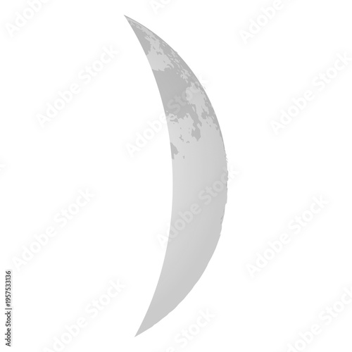 Waxing crescent realistic moon icon