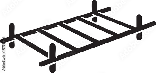 Simple black and white illustration of a wooden ladder viewed from a slight angle