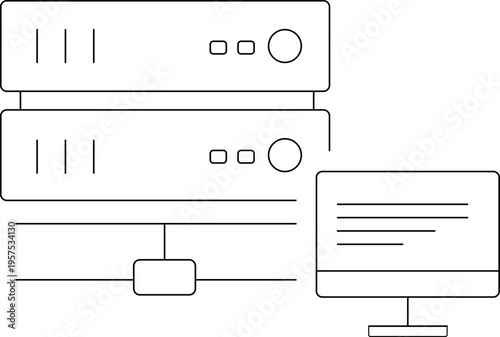Server Rack and Data Center System – Network Infrastructure, Database Server, Cloud Computing Technology Illustration