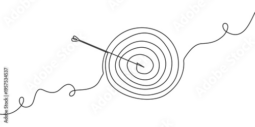 Foto Continuous one line arrow art up drawing target direction down