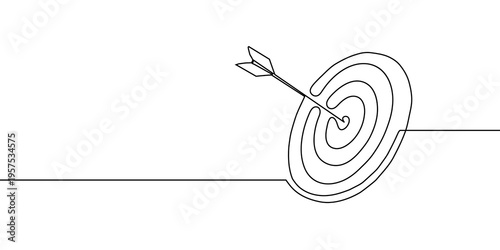 Canvas Print Continuous one line arrow art up drawing target direction down