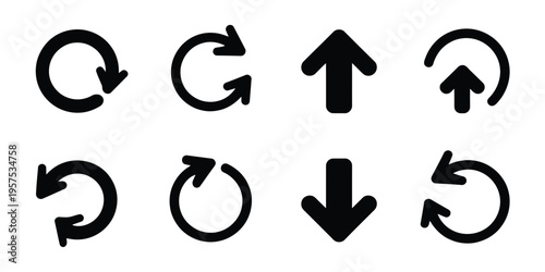 U-turn arrows on white background indicating a change of direction often used for design elements,recycle icon