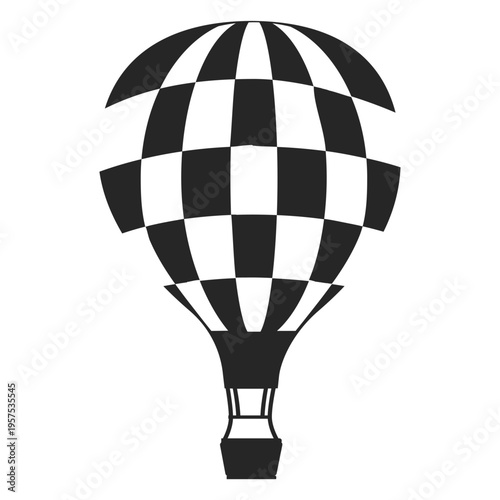 Checkered hot air balloon silhouette