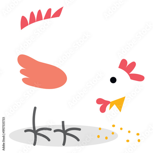 Farm pecking chicken vector