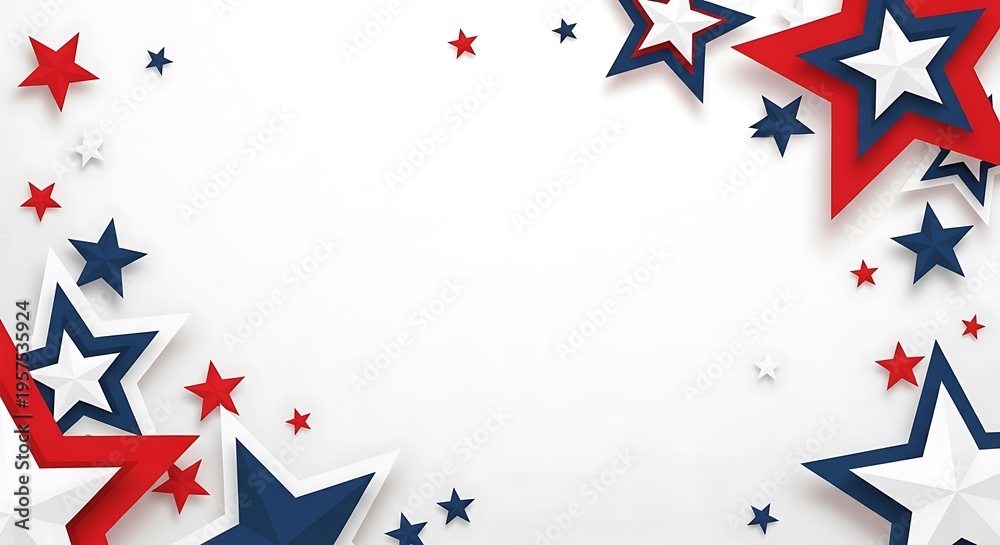 Obraz premium Red, White, and Blue Stars Border on White Background