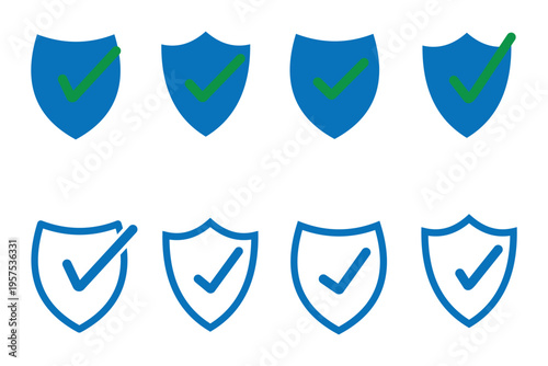 sheild tick icon set, sheild verified icon , insurance and protection concept , Vector illustration
