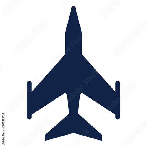 Light fighter airplane top view silhouette