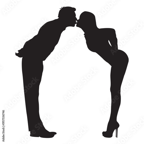 Lover cute kiss silhouette