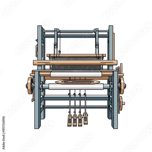 Vintage Loom Machine with Wooden Components.