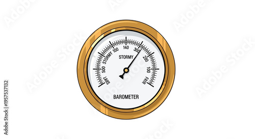 Vintage Style Barometer with Golden Frame.