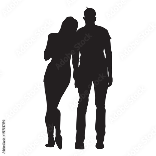 Young couple silhouette couple
