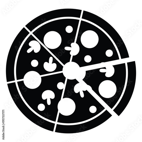 Black and white pizza icon