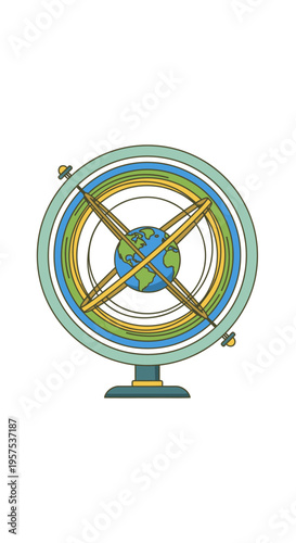 Colorful Armillary Sphere on Stand.