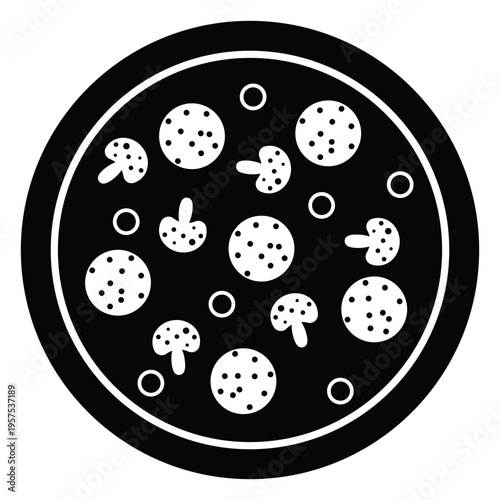 Pepperoni and mushroom pizza icon