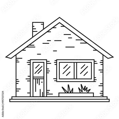 Bungalow house line style icon