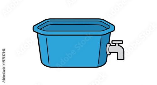 Blue Plastic Tub with Faucet Attachment.