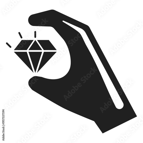 Hand holding a diamond icon