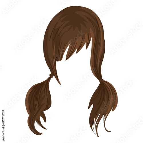 Pigtails hair illustration