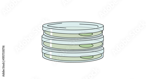 Stack of Petri Dishes with Cultures Inside.