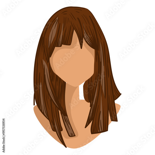 Straight wonan hair cartoon