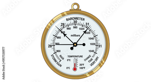 Barometer Instrument Measuring Atmospheric Pressure.