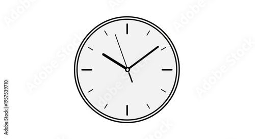 Simple Black and White Analog Clock Face.