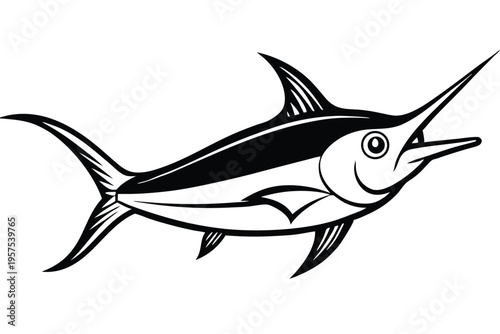 swordfish silhouette line art vector illustration