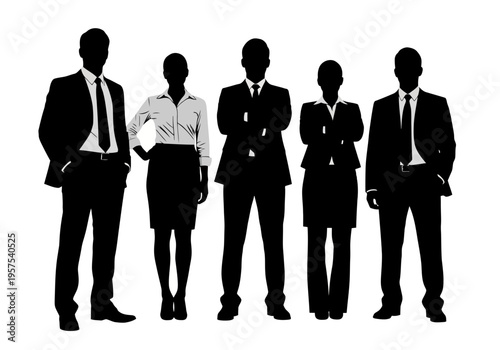 Silhouettes of business people standing in formal attire