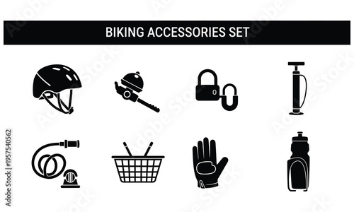 Cycling accessories arranged on a table indoors including helmet and lock